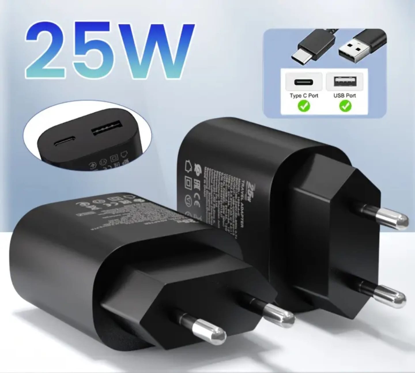 ⚡ Încărcător Fast Charge 25W – USB & Type-C