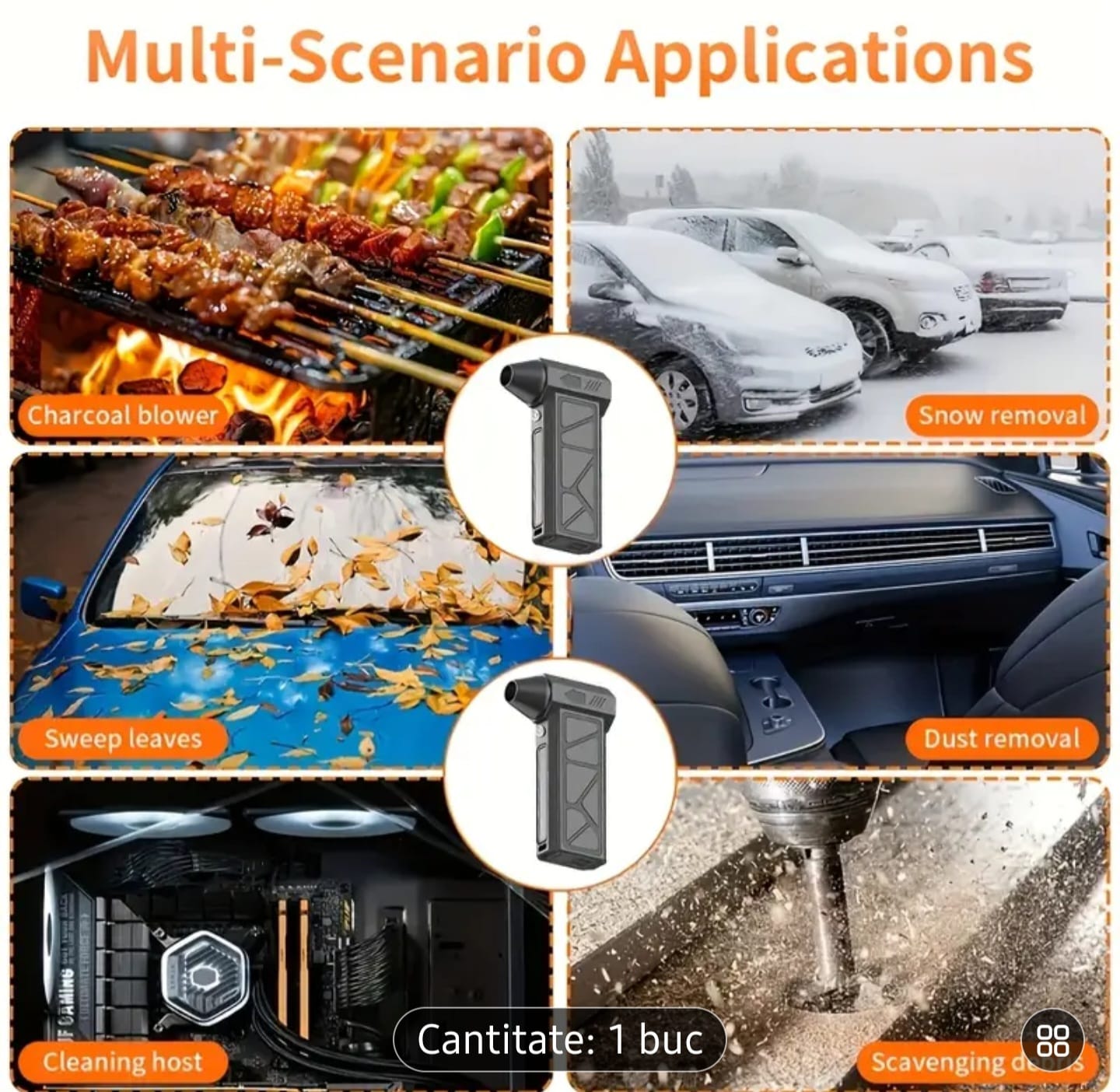 🌬 Ventilator Irbo multifuncțional de inaltă viteză - Funcție de suflant de praf și aspirare, Baterie Li-Ion 18650, Încărcare USB