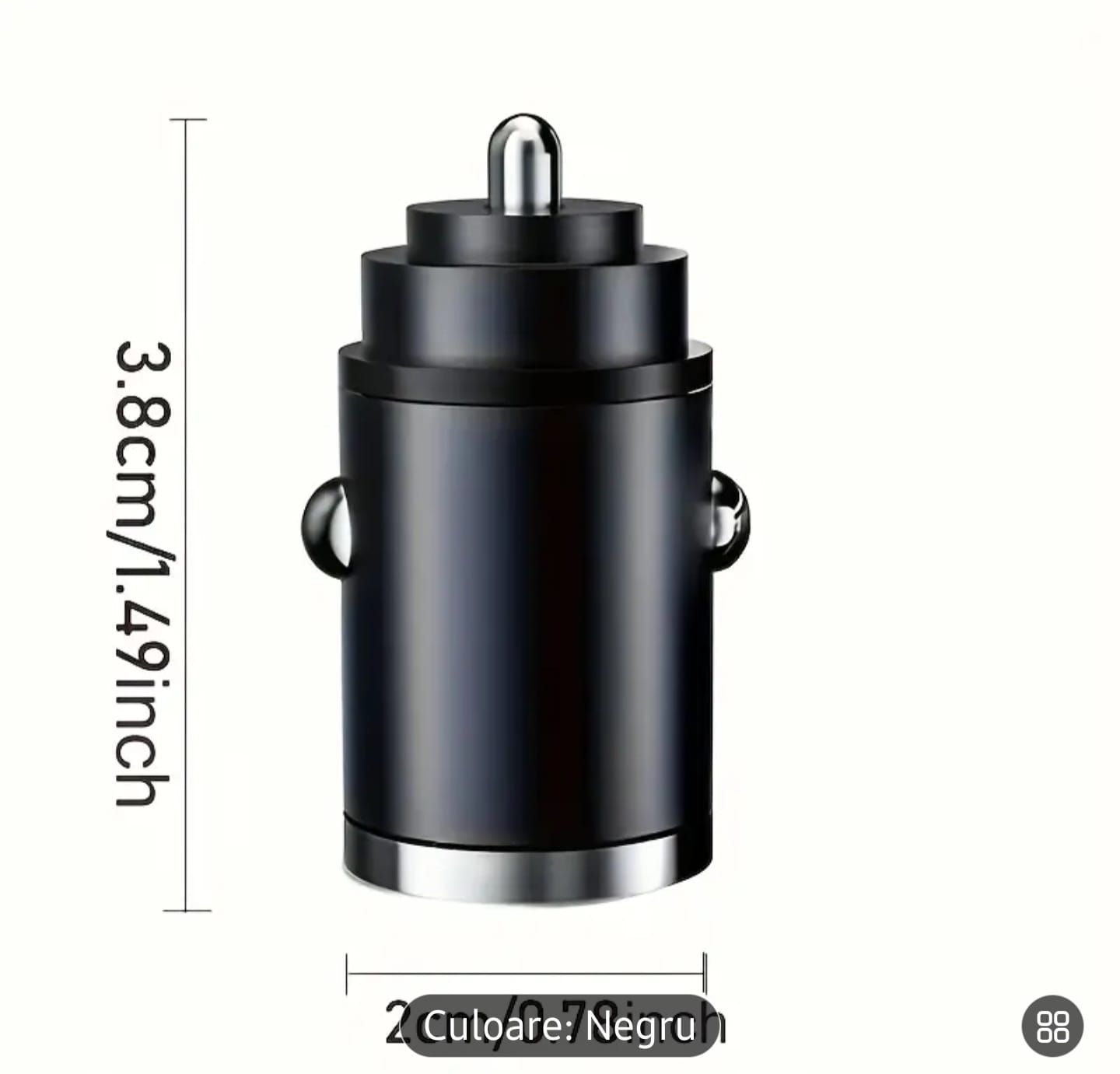 🚓 Încărcător Auto 2 în 1 cu Inel de Tragere – USB & Tip-C, Încărcare Rapidă PD 3.0