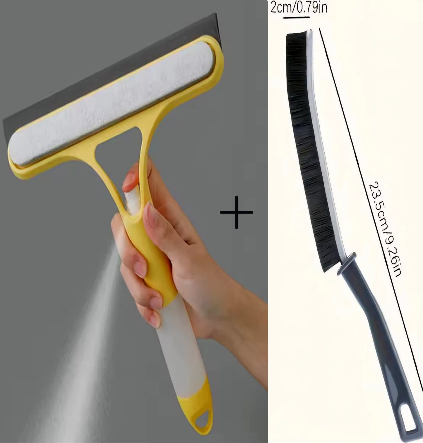 ⭐ Set curățenie: Ștergător cu pulverizator + Perie spații înguste – Doar 46 lei!