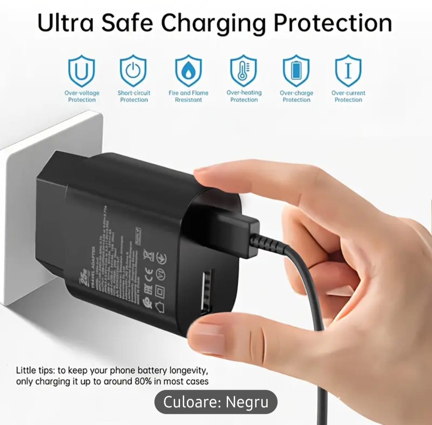 ⚡ Încărcător Fast Charge 25W – USB & Type-C