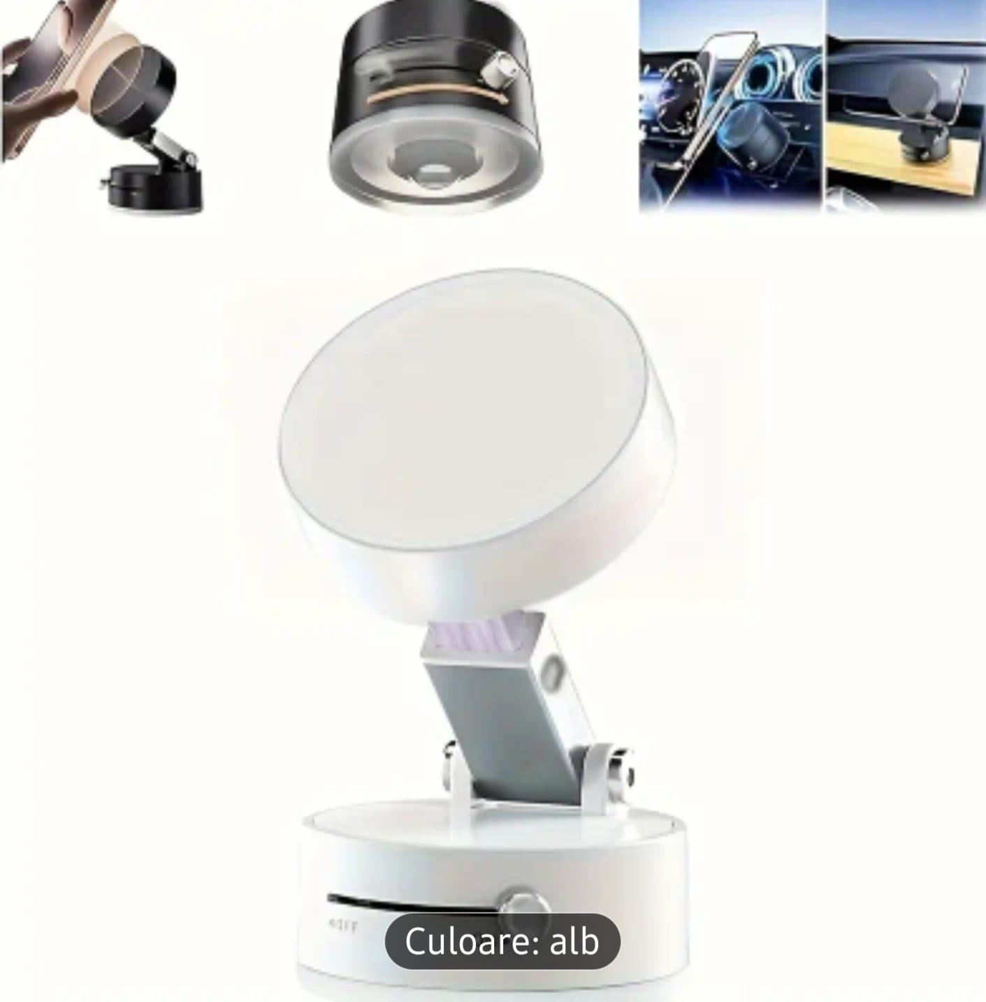 🚗Suport auto magnetic cu ventuză – Reglabil, Pliabil, Prindere Puternică pentru Telefon