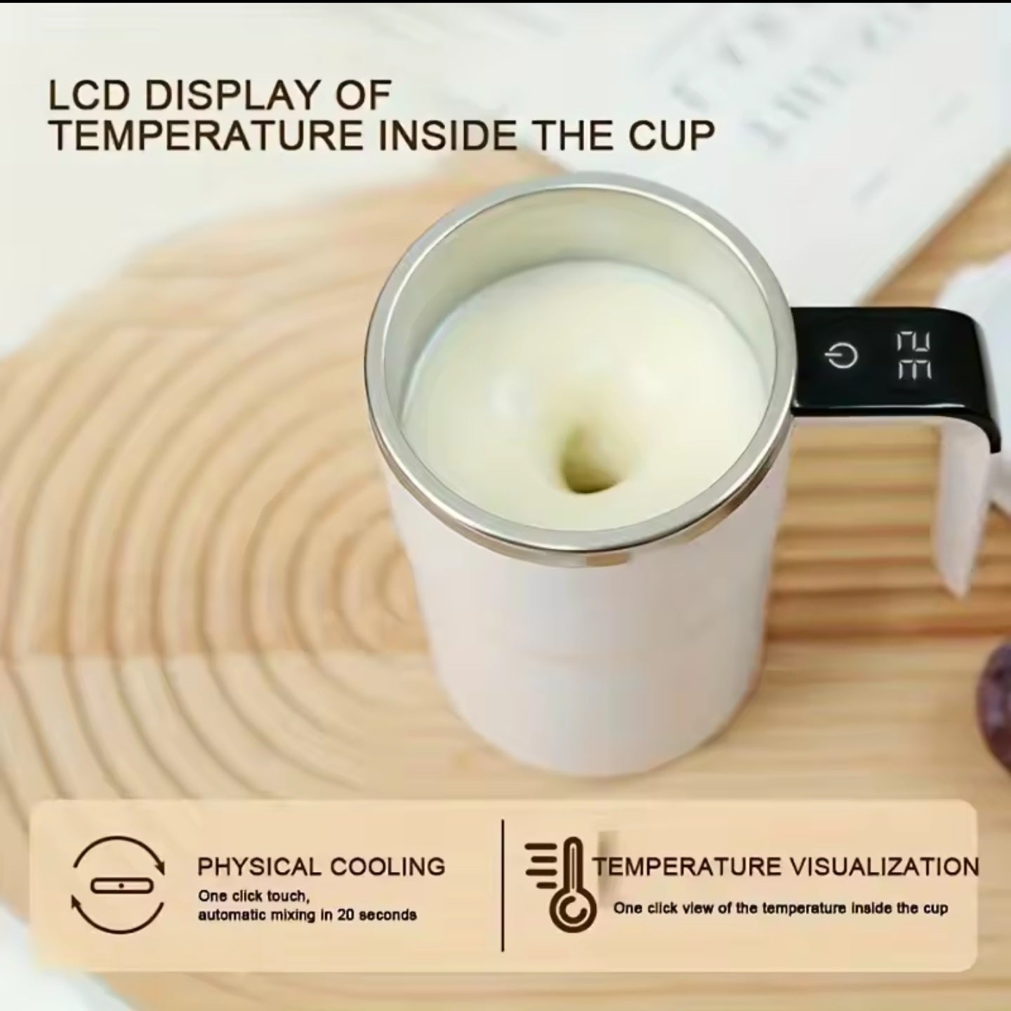 🥛Cana inteligentă cu amestecare automată și afișaj digital al temperaturii