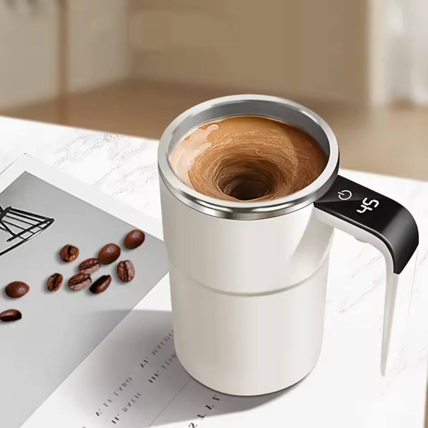 🥛Cana inteligentă cu amestecare automată și afișaj digital al temperaturii