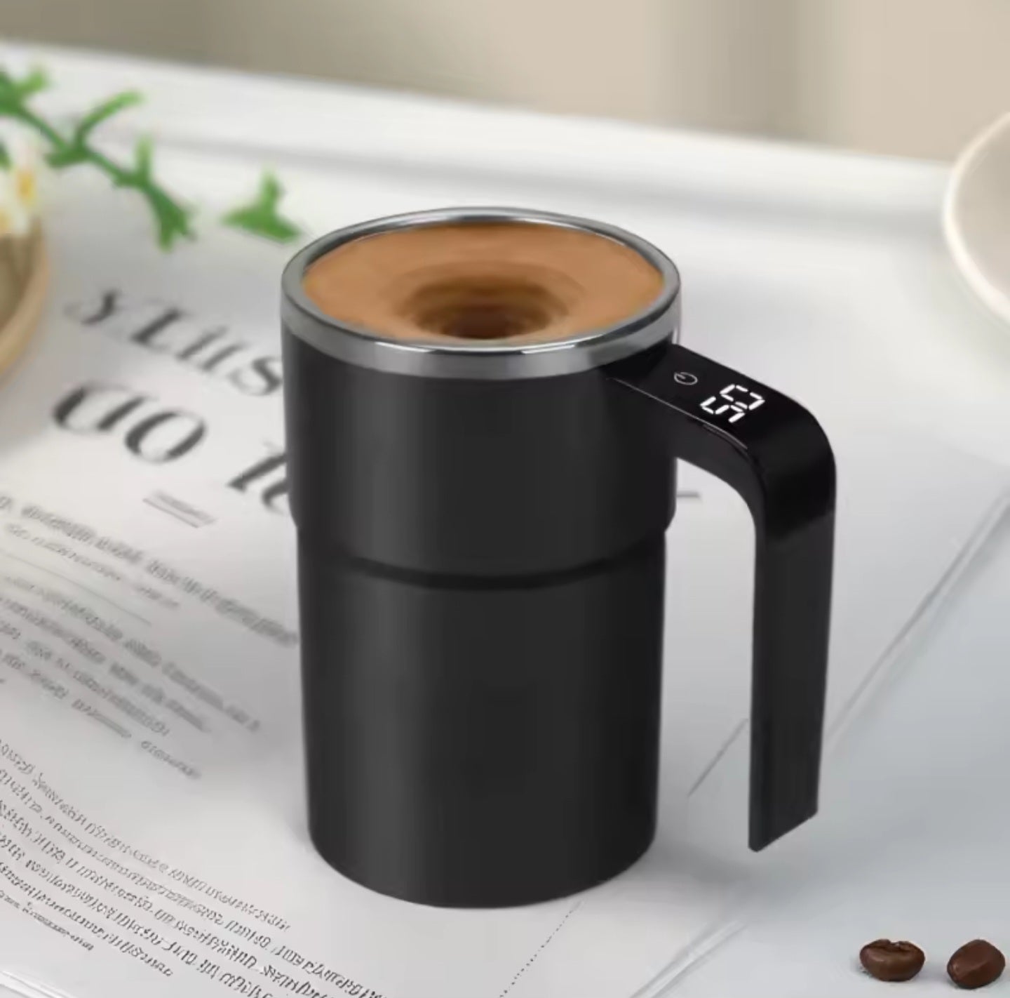 🥛Cana inteligentă cu amestecare automată și afișaj digital al temperaturii