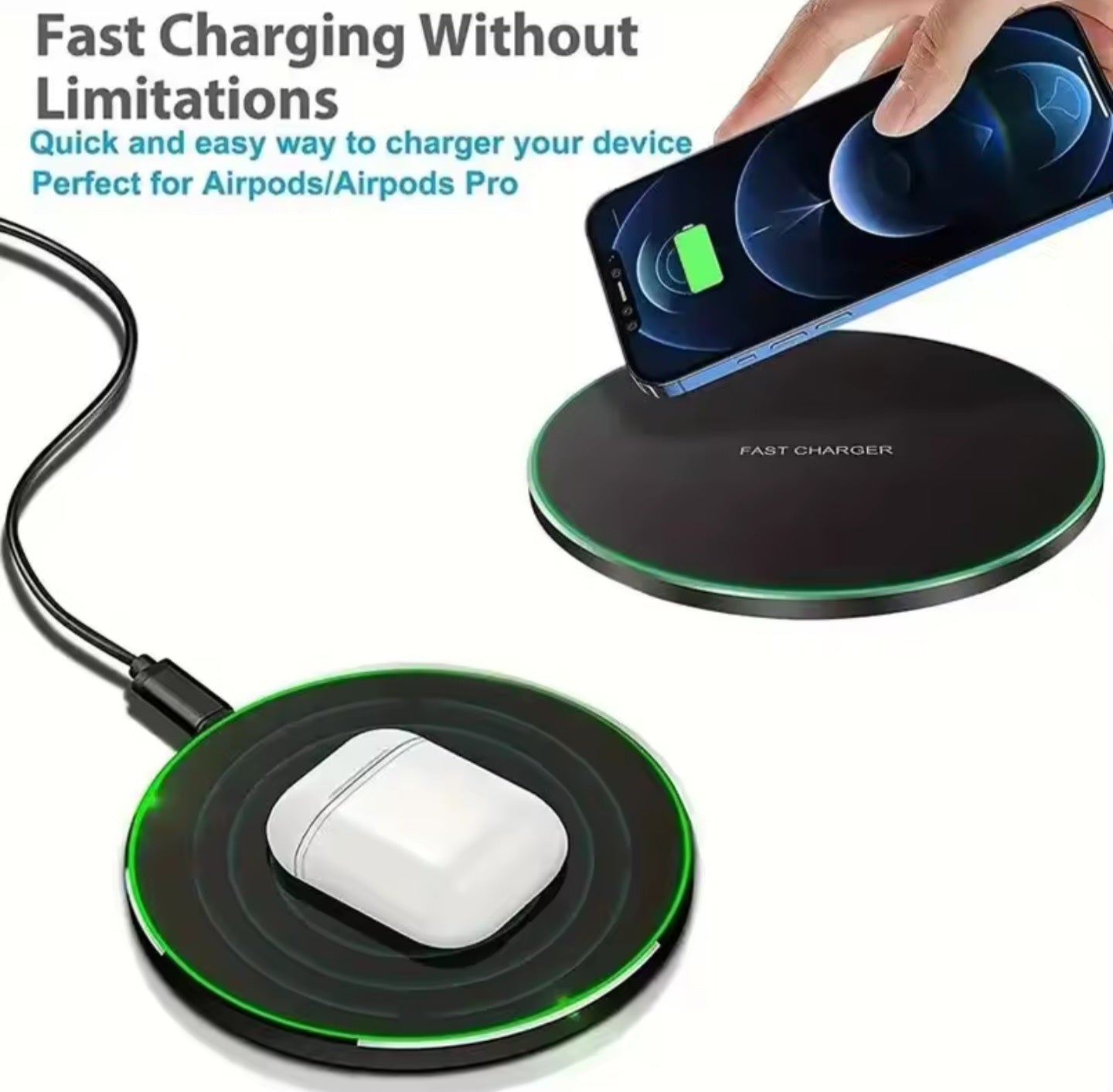🔋 Încărcător Wireless 30W Fast Charging cu Port Type-C