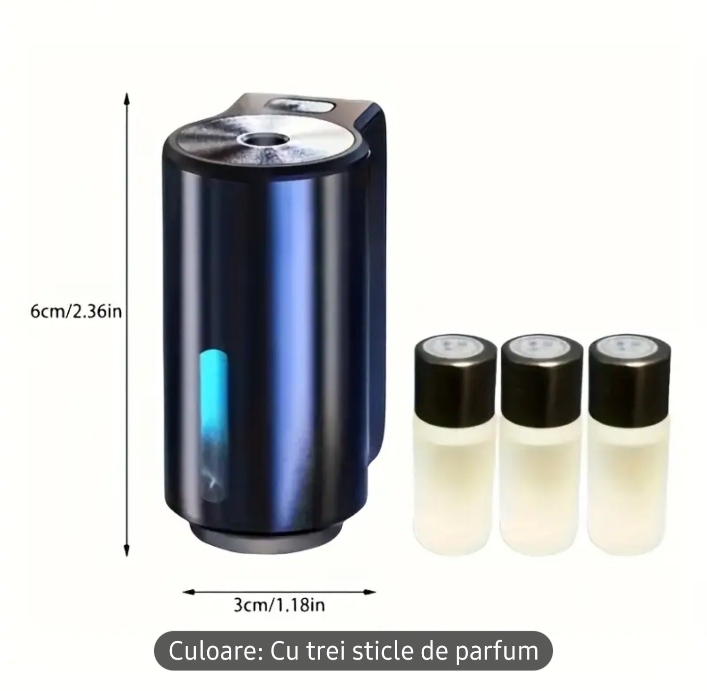 🚗 Odorizant auto cu uleiuri esențiale – USB, reîncărcabil, LED ambient si senzor de vibratii.