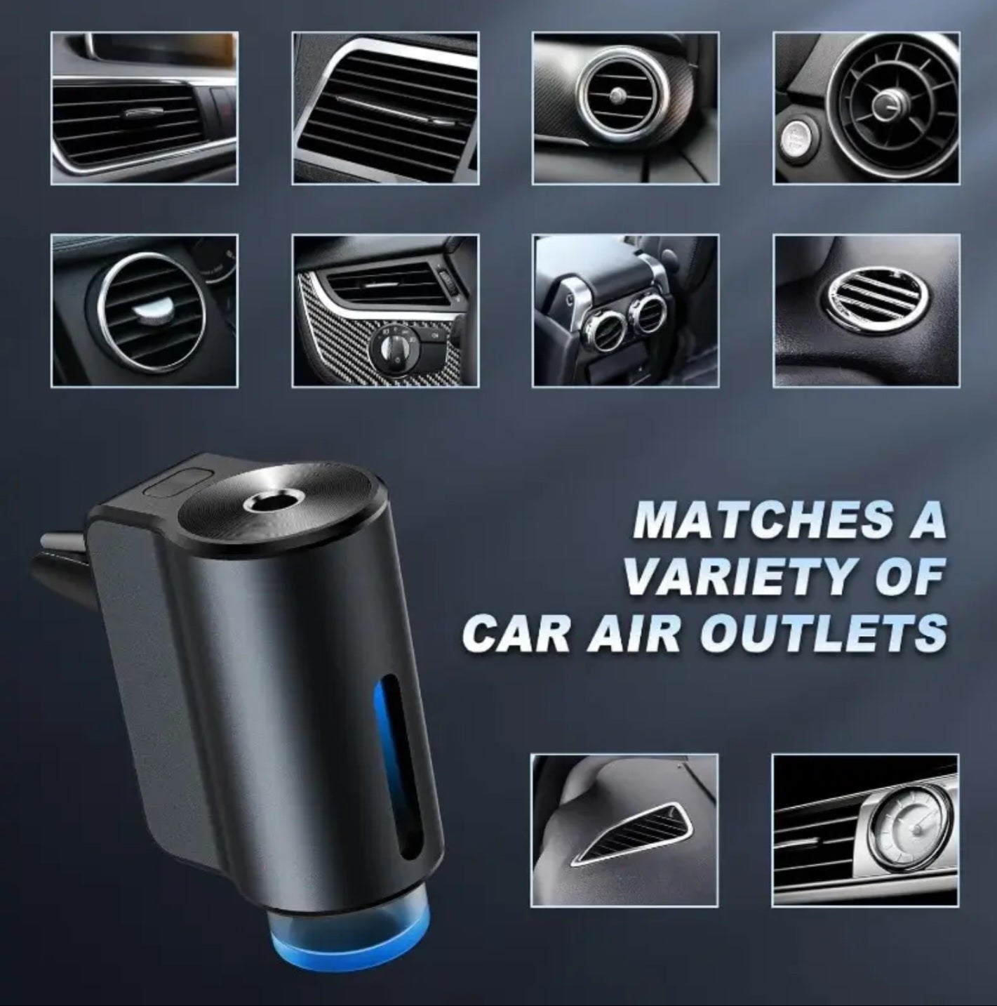 🚗 Odorizant auto cu uleiuri esențiale – USB, reîncărcabil, LED ambient si senzor de vibratii.